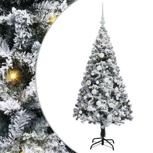 С изкуствено коледно дърво с 150 LED светодиода Бяло 150 cm