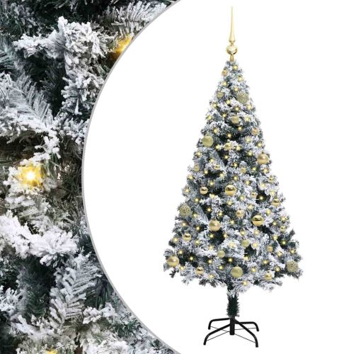 С изкуствено коледно дърво с 150 LED светодиода Бяло 150 cm