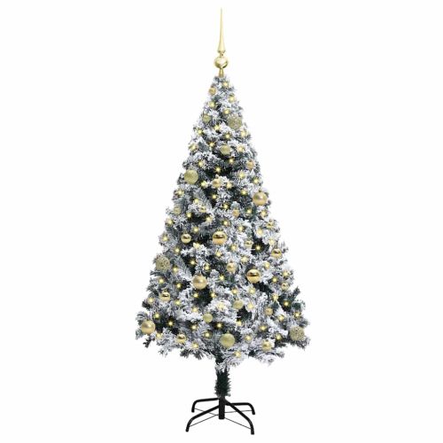 С изкуствено коледно дърво с 150 LED светодиода Бяло 150 cm