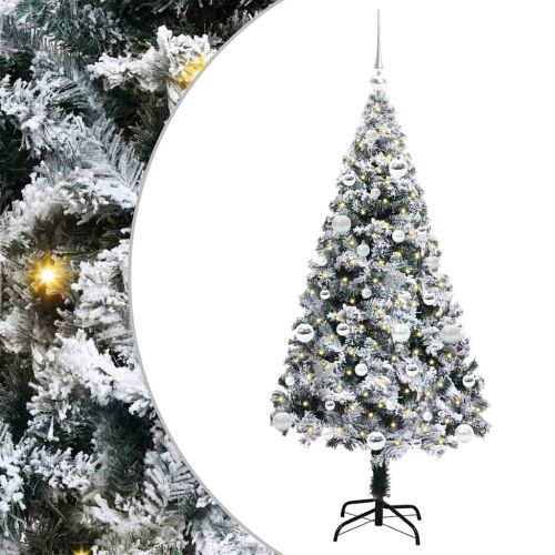С изкуствено коледно дърво с 150 LED светодиода Бяло 150 cm