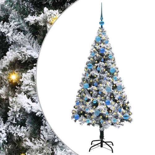 С изкуствено коледно дърво с 150 LED светодиода Бяло 150 cm