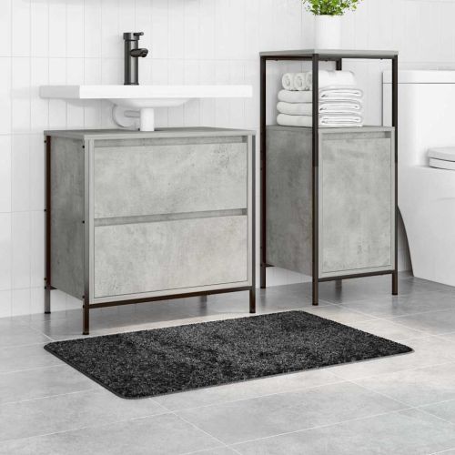 Килимче за баня с антихлъзгаща повърхност Тъмносив 60 x 90 cm