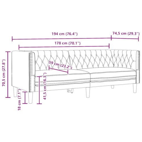 Диван Черно 194 x 74,5 x 70,5 см ПВЦ
