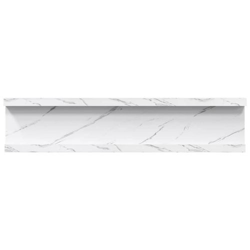 Стенен рафт Монтиране на стена 2 бр. Бял мрамор 40 x 9 x 3 cm