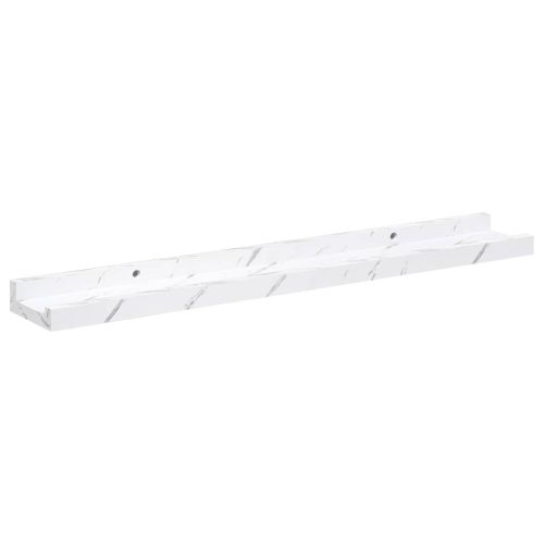 Стенен рафт Монтиране на стена 2 бр. Бял мрамор 60 x 9 x 3 cm