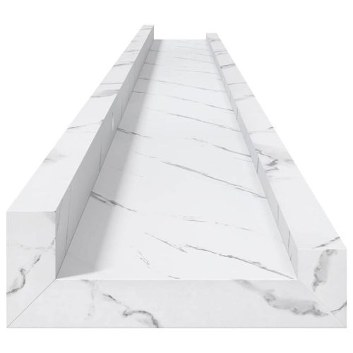 Стенен рафт Монтиране на стена 2 бр. Бял мрамор 115 x 9 x 3 cm