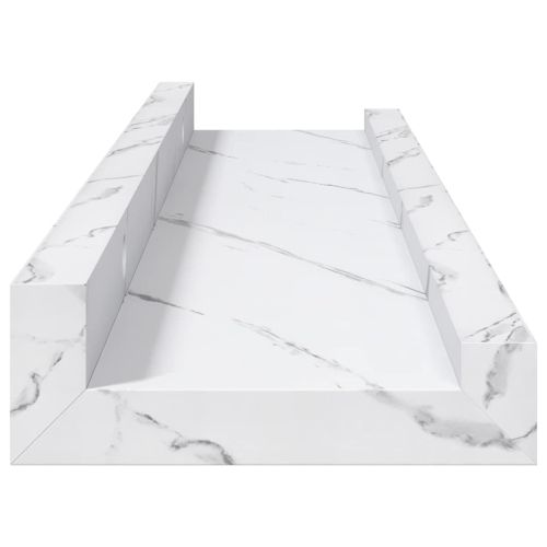 Стенен рафт Монтиране на стена 4 бр. Бял мрамор 40 x 9 x 3 cm