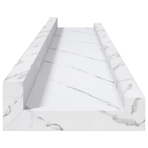 Стенен рафт Монтиране на стена 4 бр. Бял мрамор 60 x 9 x 3 cm