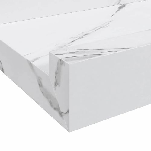 Стенен рафт Монтиране на стена 4 бр. Бял мрамор 60 x 9 x 3 cm