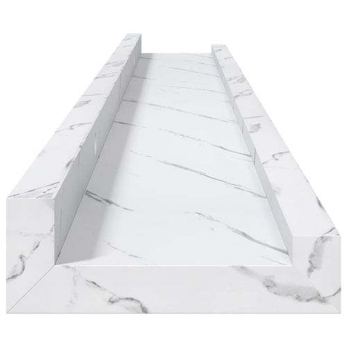 Стенен рафт Монтиране на стена 4 бр. Бял мрамор 80 x 9 x 3 cm