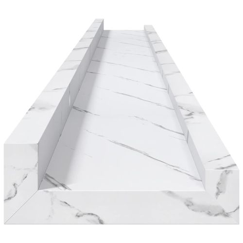 Стенен рафт Монтиране на стена 4 бр. Бял мрамор 100 x 9 x 3 cm