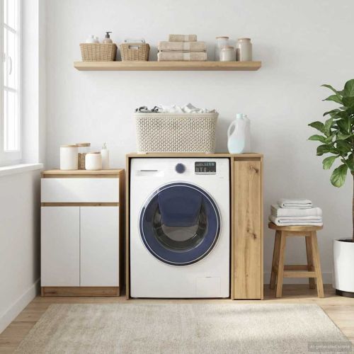 Шкаф за пералня с врата Дъб 87 x 60 x 89 см Инженерна дървесина