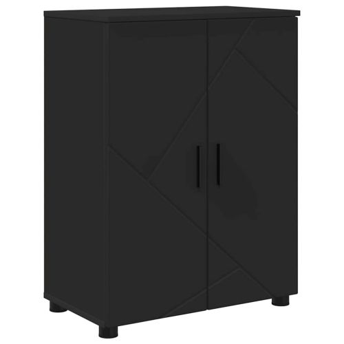 Шкаф за баня Черно 60 x 35 x 80 см Инженерно дърво & Метал