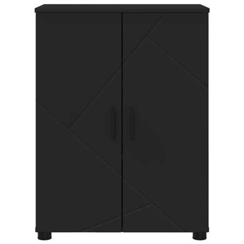 Шкаф за баня Черно 60 x 35 x 80 см Инженерно дърво & Метал