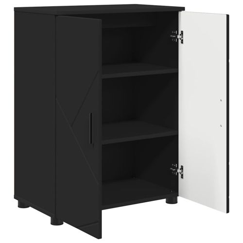 Шкаф за баня Черно 60 x 35 x 80 см Инженерно дърво & Метал