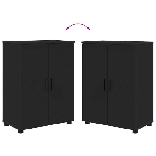 Шкаф за баня Черно 60 x 35 x 80 см Инженерно дърво & Метал