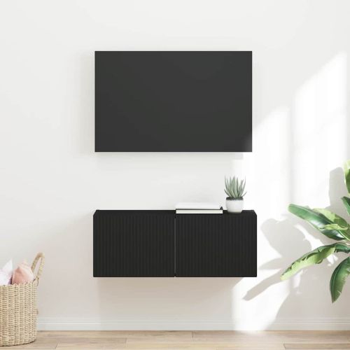 TV стенен шкаф Черно 78,5 x 31 x 29,5 см Инженерно дърво