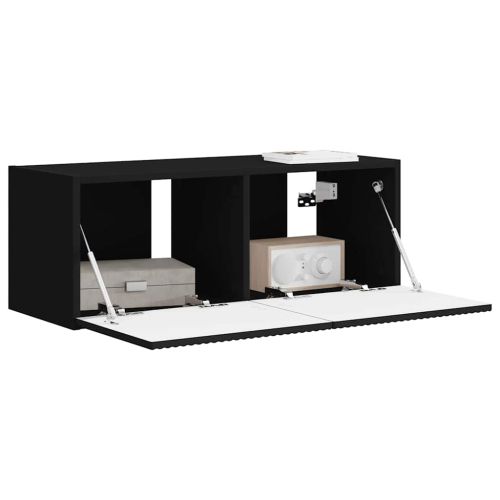 TV стенен шкаф Черно 78,5 x 31 x 29,5 см Инженерно дърво