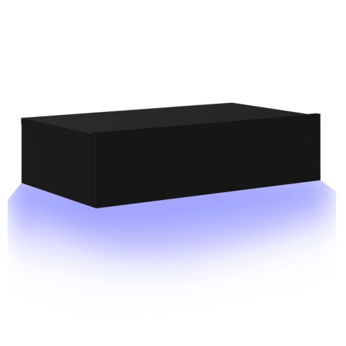 ТВ шкаф с LED осветление, черен, 60x35x15,5 см