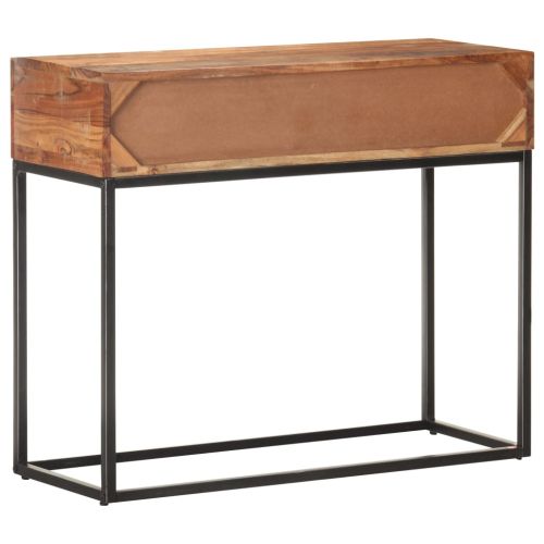 Конзолна маса, сива, 90x35x75 cм, грубо акациево дърво