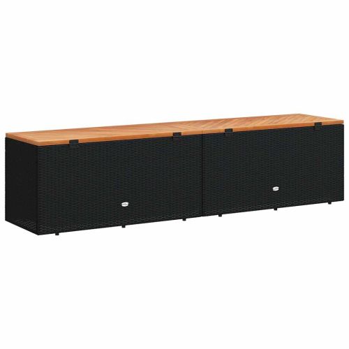 Външна кутия за съхранение черна 220x50x54 см PE ратан акация