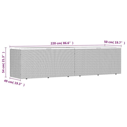 Външна кутия за съхранение черна 220x50x54 см PE ратан акация