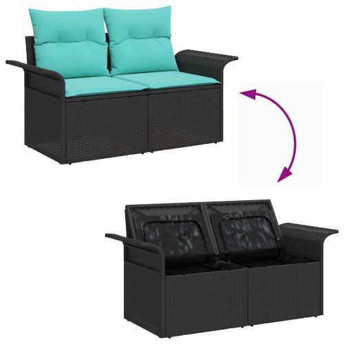 Градински Софа Комплект 8 бр. Черно