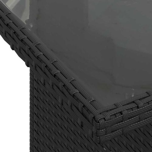 Градински Софа Комплект 5 бр. Черно Полипропилен Ратан