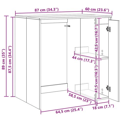 Шкаф за пералня Бяло 87 x 60 x 89 см Инженерна дървесина