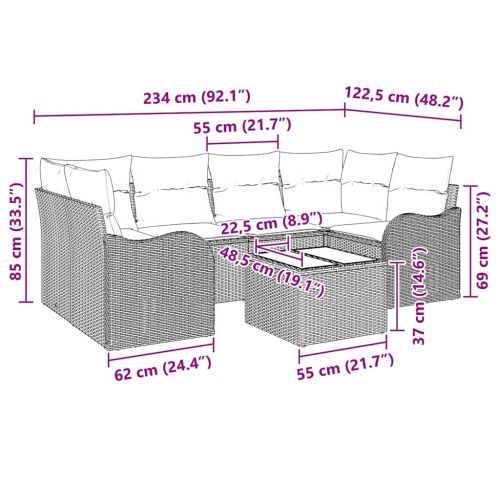 Градински Софа Комплект Бежово 55 x 55 x 37 см полиратан