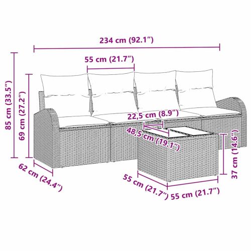 Градински Софа Комплект Бежово 55 x 55 x 37 см полиратан
