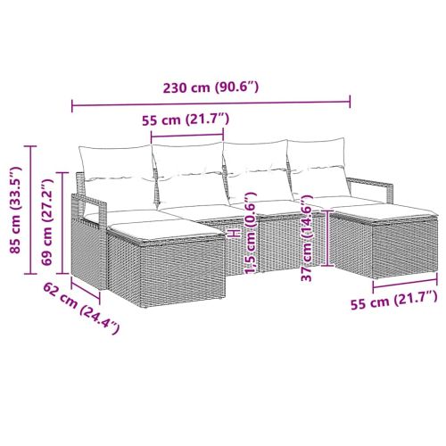 Комплект дивани 6 pcs Бежово полиратан