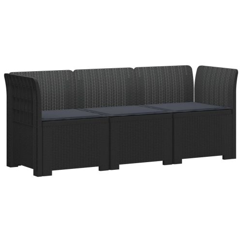 Пейка за градина с Cushions във вид на ратан ПП Антрацит