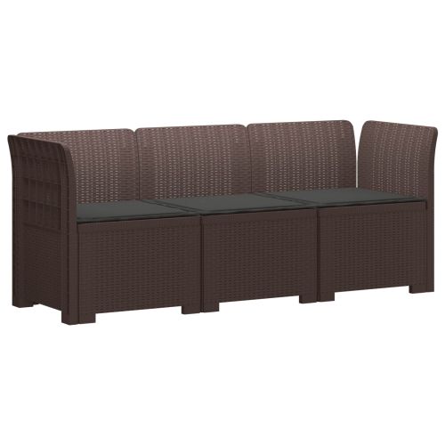 Пейка за градина с Cushions във вид на ратан ПП Кафяво