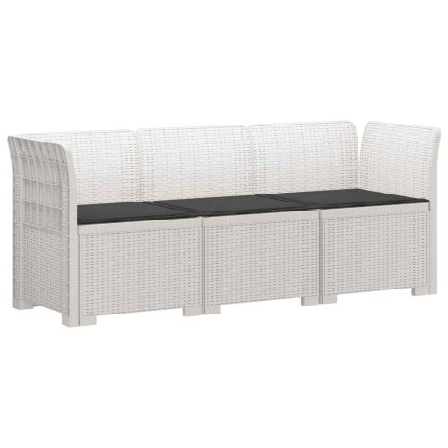 Пейка за градина с Cushions във вид на ратан ПП Бяло
