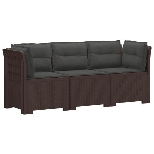 Пейка за градина с Cushions във вид на ратан ПП Кафяво