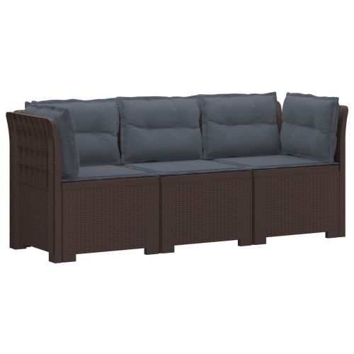 Пейка за градина с Cushions във вид на ратан ПП Кафяво