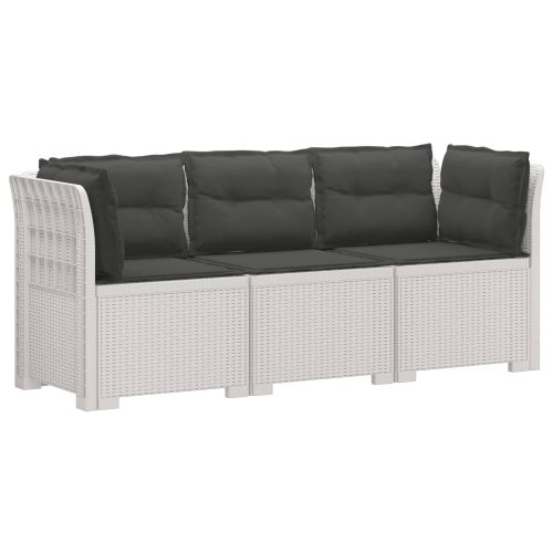 Пейка за градина с Cushions във вид на ратан ПП Бяло