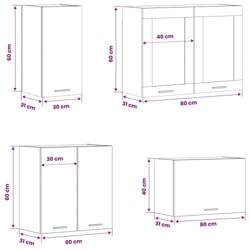 Кухненски единица Lyon 8 pcs Черен дъб Инженерна дървесина