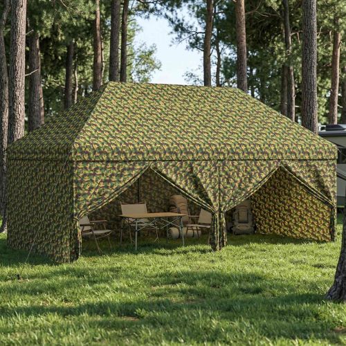 Сенник палатка с 4 странични стени 2,9 x 5,8 м Военен камуфлаж