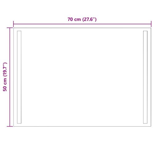 LED огледало за баня Прозрачен 70 x 50 cm закалено стъкло