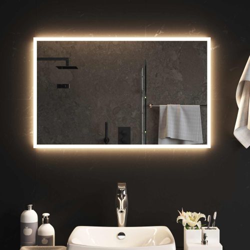 LED огледало за баня Прозрачен 80 x 50 cm закалено стъкло