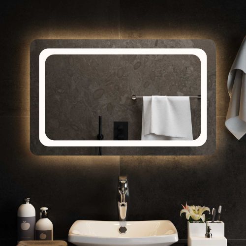 LED огледало за баня Прозрачен 80 x 50 cm закалено стъкло