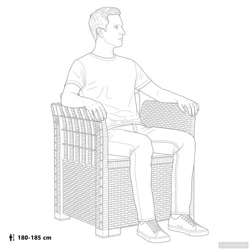 Кресло за 1 с възглавници, изглеждащо от ратан ПП Светлосиво
