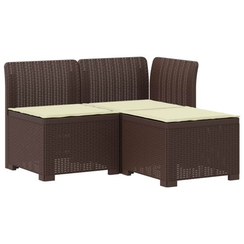 Пейка за градина с Cushions във вид на ратан ПП Кафяво
