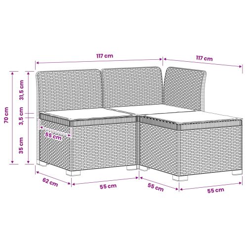 Пейка за градина с Cushions във вид на ратан ПП Светлосиво