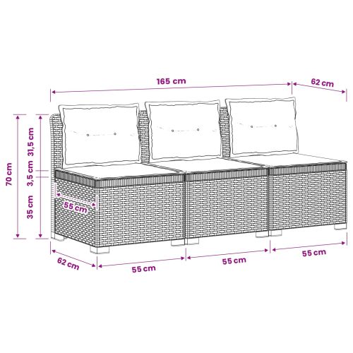 Пейка за градина с Cushions във вид на ратан ПП Светлосиво