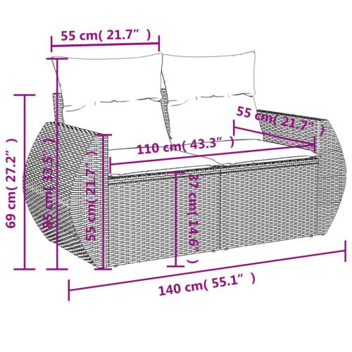 Градински комплект диван с възглавници 5 части бежов полиратан