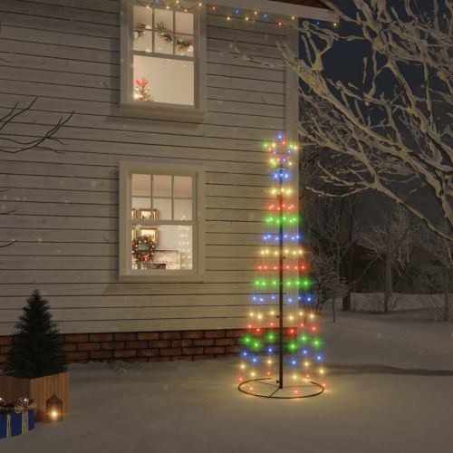Конусовидна коледна елха, многоцветна, 108 LED, 70x180 см