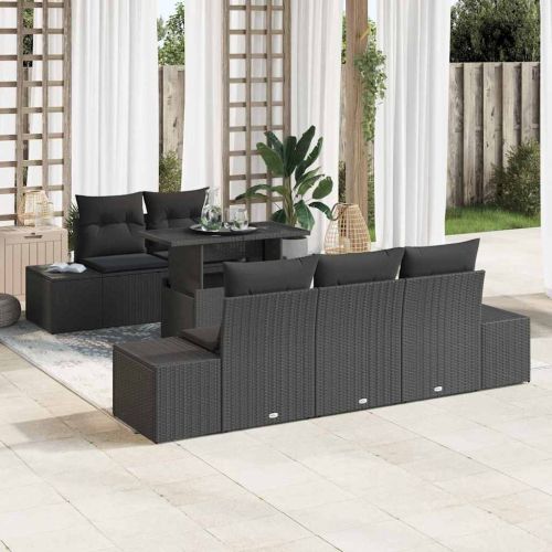 Комплект дивани 6 бр. Черно полиратан